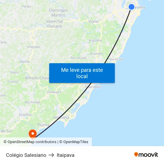 Colégio Salesiano to Itaipava map