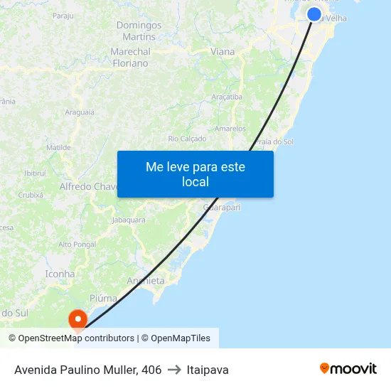 Avenida Paulino Muller, 406 to Itaipava map