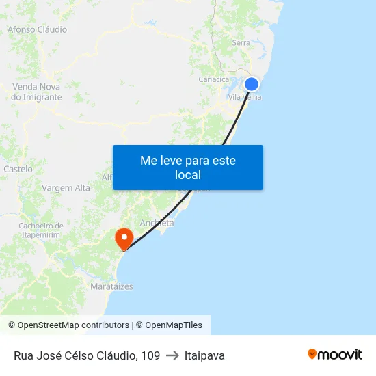 Rua José Célso Cláudio, 109 to Itaipava map