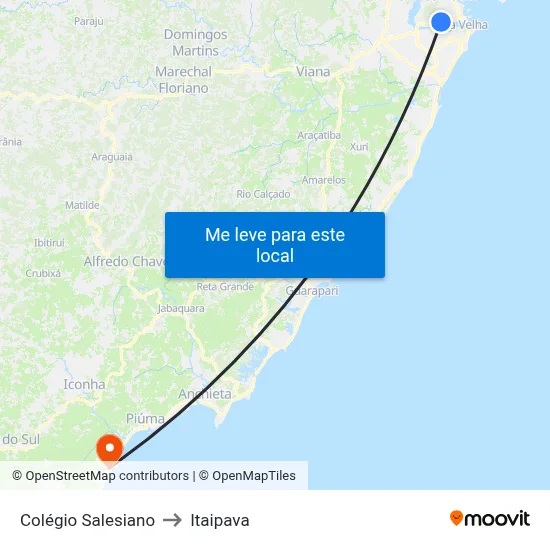 Colégio Salesiano to Itaipava map