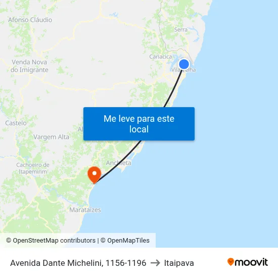 Avenida Dante Michelini, 1156-1196 to Itaipava map