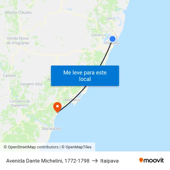 Avenida Dante Michelini, 1772-1798 to Itaipava map