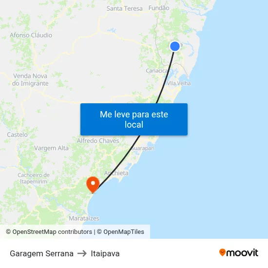 Garagem Serrana to Itaipava map