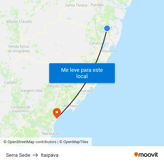 Serra Sede to Itaipava map