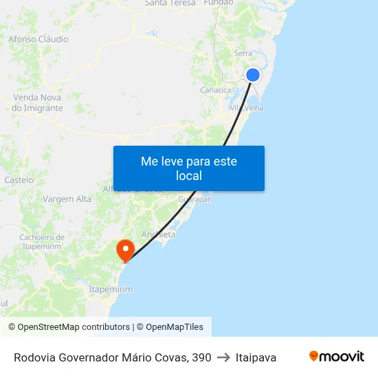 Rodovia Governador Mário Covas, 390 to Itaipava map