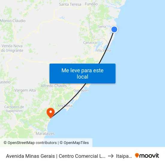 Avenida Minas Gerais | Centro Comercial Lagoa to Itaipava map