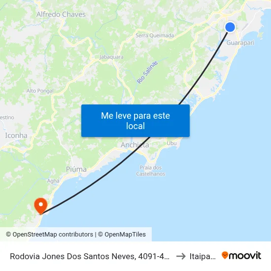 Rodovia Jones Dos Santos Neves, 4091-4183 to Itaipava map