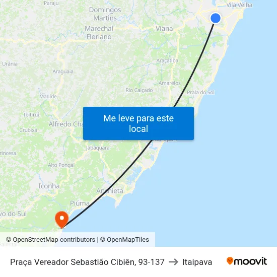 Praça Vereador Sebastião Cibiên, 93-137 to Itaipava map