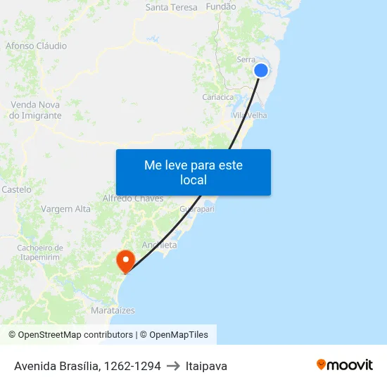 Avenida Brasília, 1262-1294 to Itaipava map