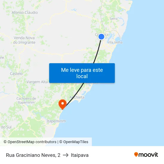 Rua Graciniano Neves, 2 to Itaipava map