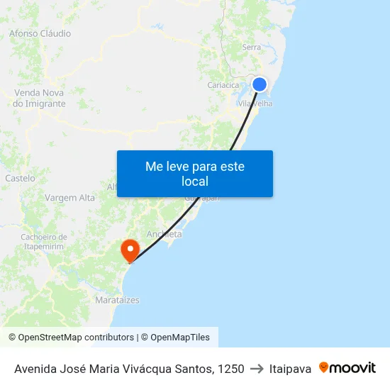 Avenida José Maria Vivácqua Santos, 1250 to Itaipava map