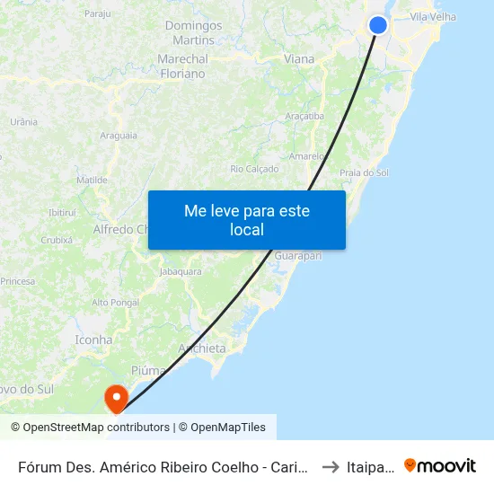Fórum Des. Américo Ribeiro Coelho - Cariacica to Itaipava map