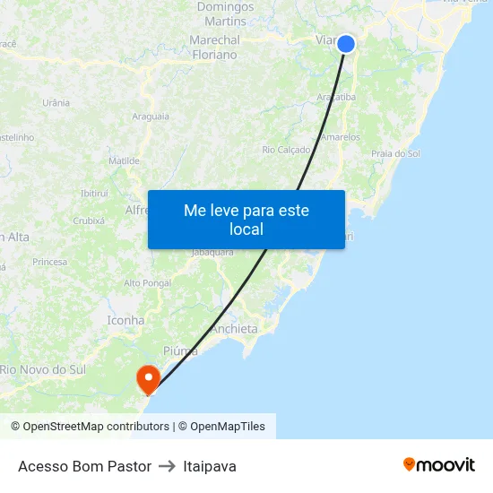 Acesso Bom Pastor to Itaipava map