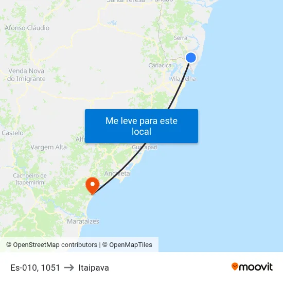 Es-010, 1051 to Itaipava map