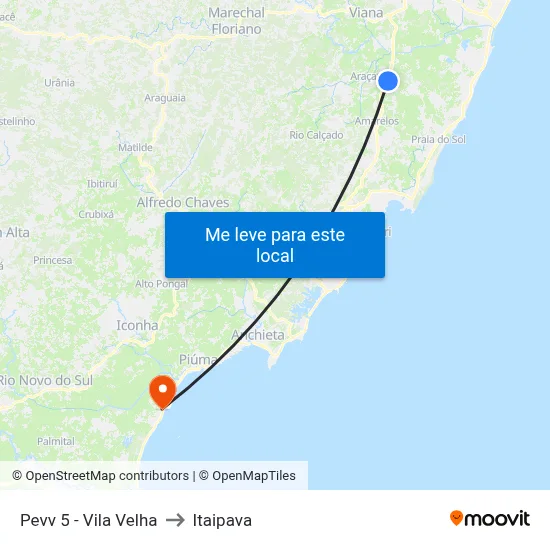 Pevv 5 - Vila Velha to Itaipava map