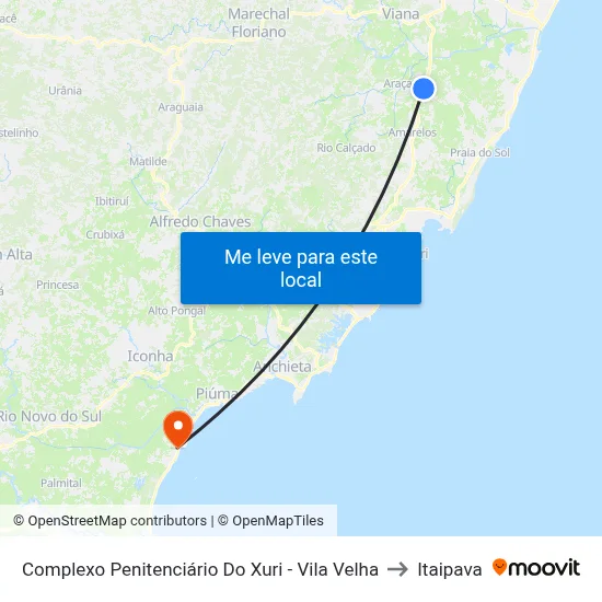 Complexo Penitenciário Do Xuri - Vila Velha to Itaipava map