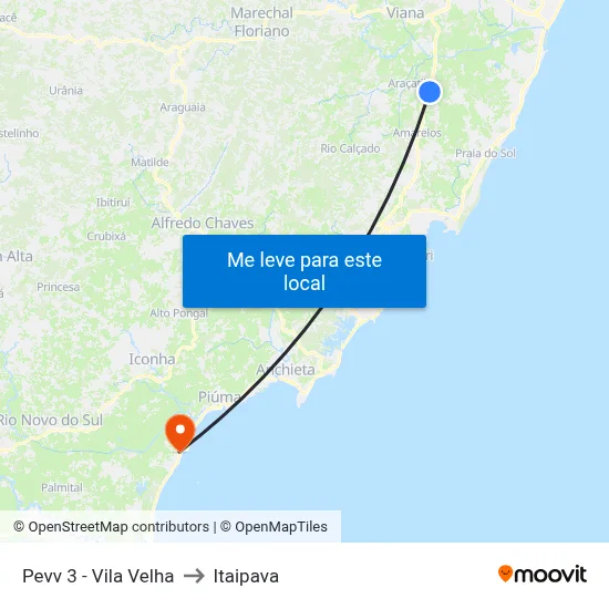 Pevv 3 - Vila Velha to Itaipava map