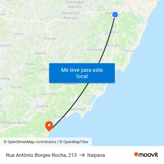 Rua Antônio Borges Rocha, 213 to Itaipava map