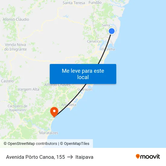 Avenida Pôrto Canoa, 155 to Itaipava map