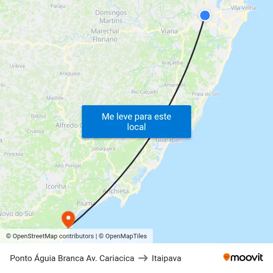 Ponto Águia Branca Av. Cariacica to Itaipava map