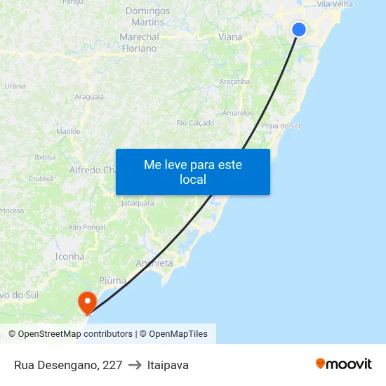 Rua Desengano, 227 to Itaipava map