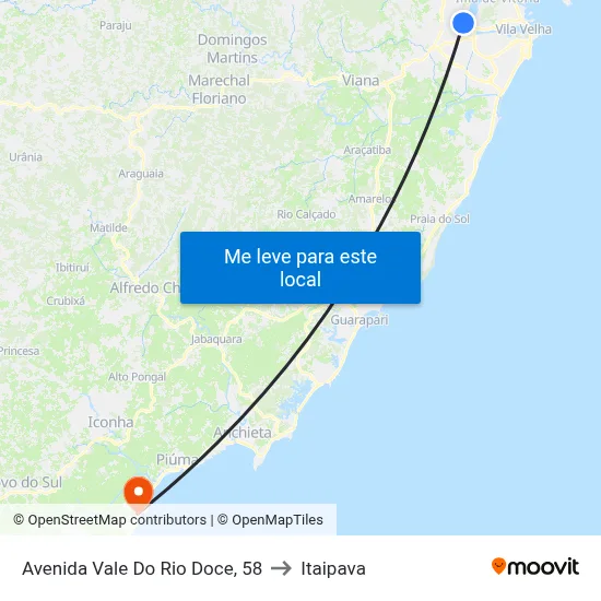 Avenida Vale Do Rio Doce, 58 to Itaipava map