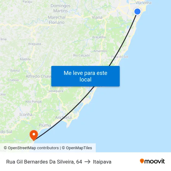 Rua Gil Bernardes Da Silveira, 64 to Itaipava map