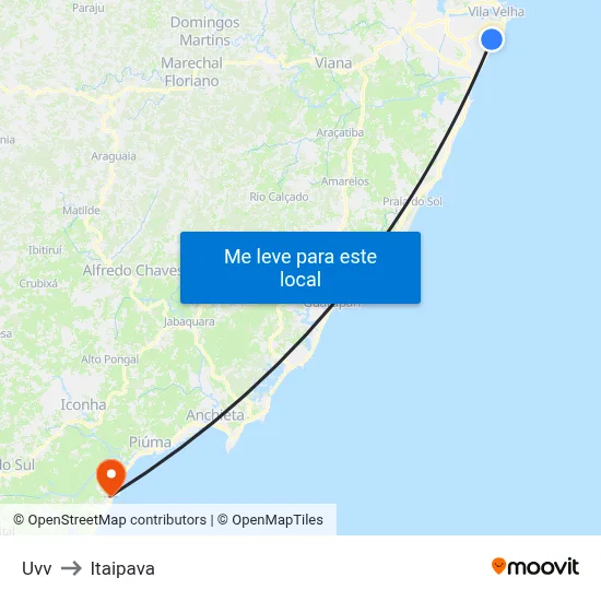 Uvv to Itaipava map