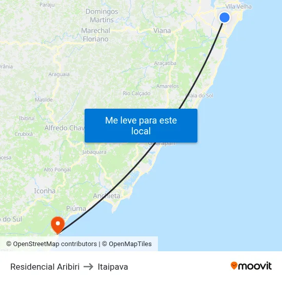 Residencial Aribiri to Itaipava map