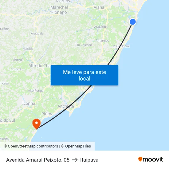 Avenida Amaral Peixoto, 05 to Itaipava map