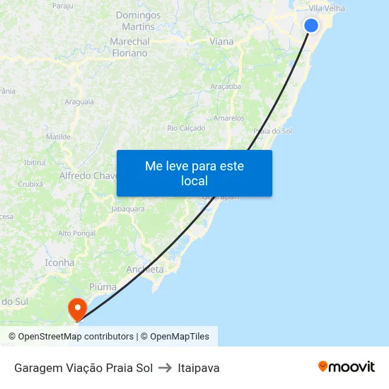 Garagem Viação Praia Sol to Itaipava map