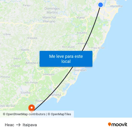 Heac to Itaipava map