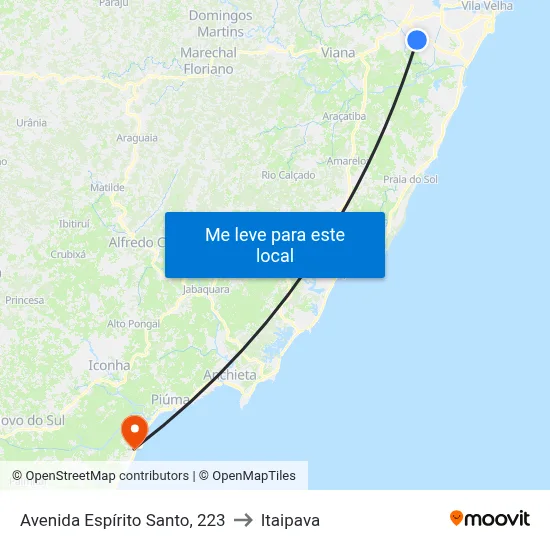 Avenida Espírito Santo, 223 to Itaipava map