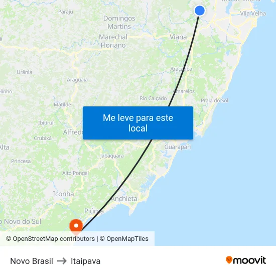 Novo Brasil to Itaipava map