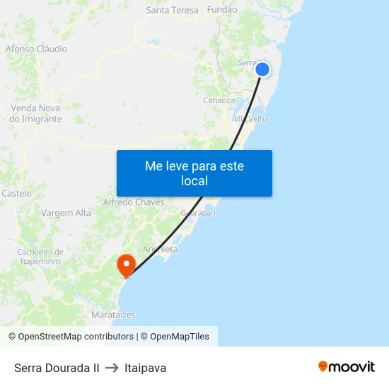 Serra Dourada II to Itaipava map