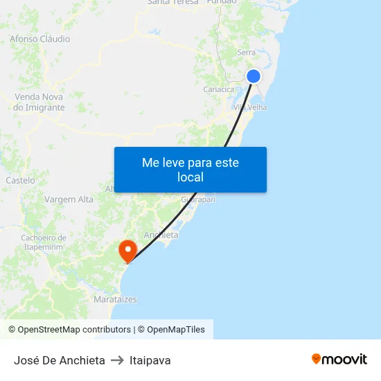 José De Anchieta to Itaipava map