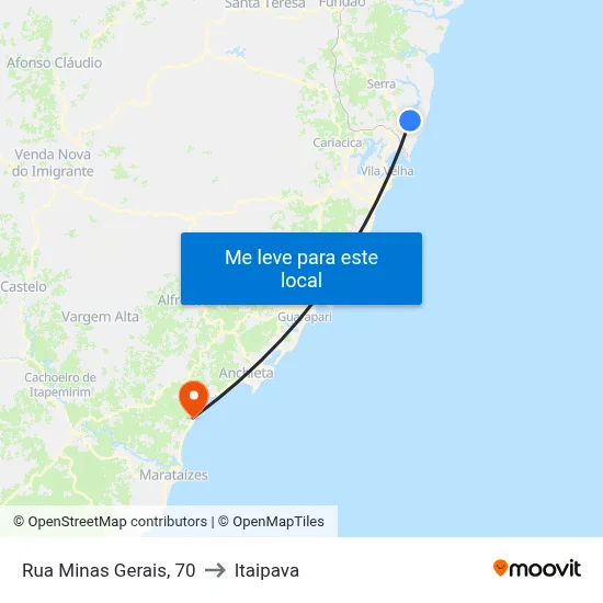 Rua Minas Gerais, 70 to Itaipava map
