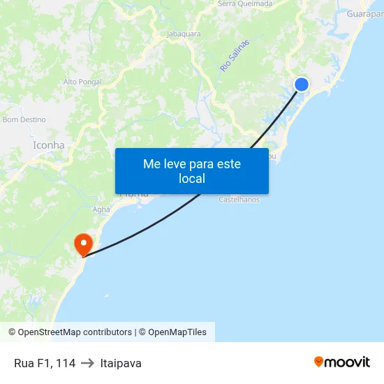 Rua F1, 114 to Itaipava map