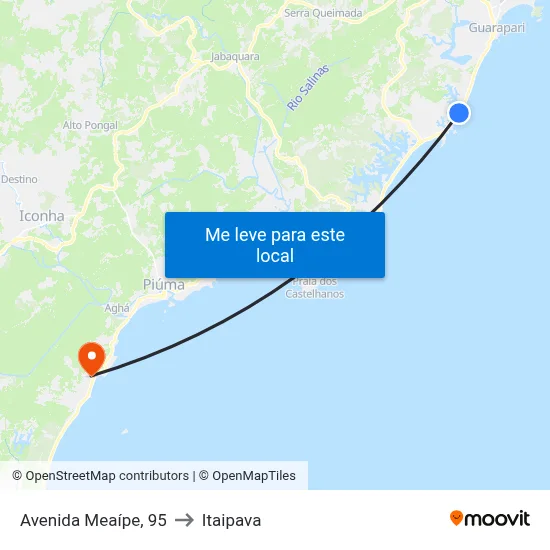 Avenida Meaípe, 95 to Itaipava map