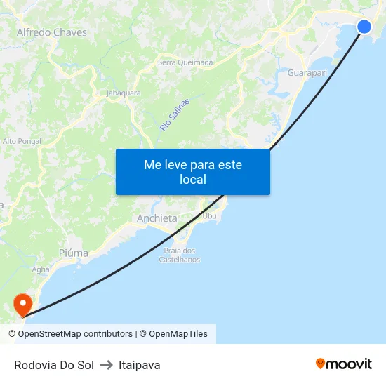 Rodovia Do Sol to Itaipava map