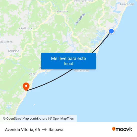 Avenida Vitoria, 66 to Itaipava map