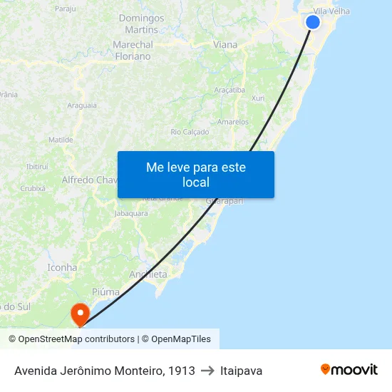Avenida Jerônimo Monteiro, 1913 to Itaipava map