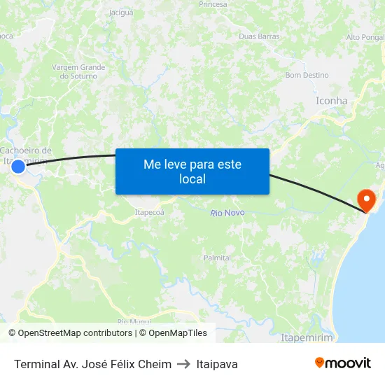 Terminal Av. José Félix Cheim to Itaipava map