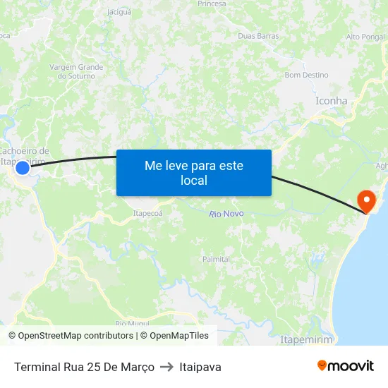 Terminal Rua 25 De Março to Itaipava map