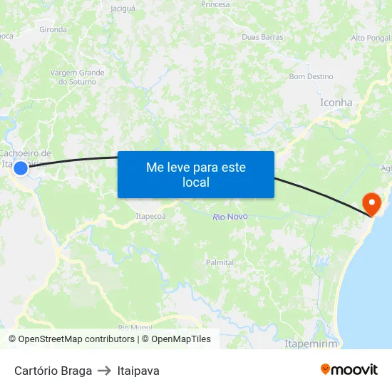 Cartório Braga to Itaipava map