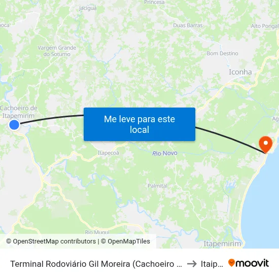 Terminal Rodoviário Gil Moreira (Cachoeiro De Itapemirim) to Itaipava map