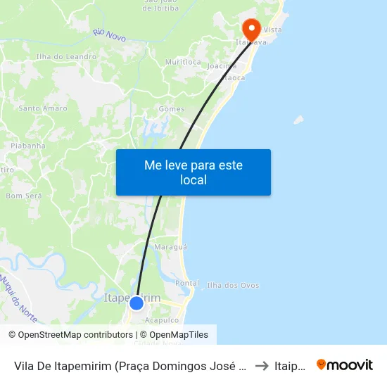 Vila De Itapemirim (Praça Domingos José Martins) to Itaipava map