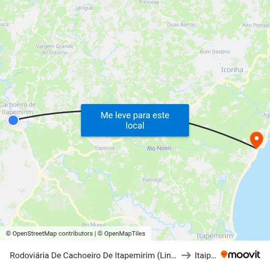 Rodoviária De Cachoeiro De Itapemirim (Linhas Municipais) to Itaipava map