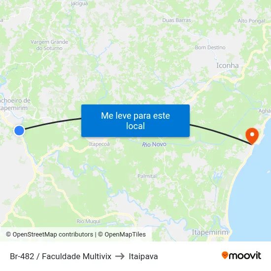 Br-482 / Faculdade Multivix to Itaipava map