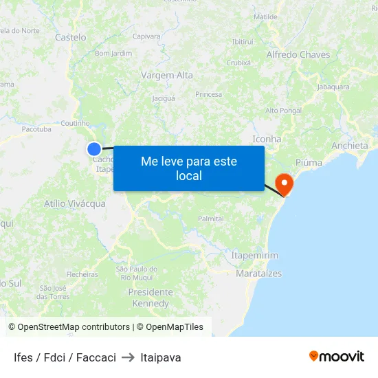 Ifes / Fdci / Faccaci to Itaipava map